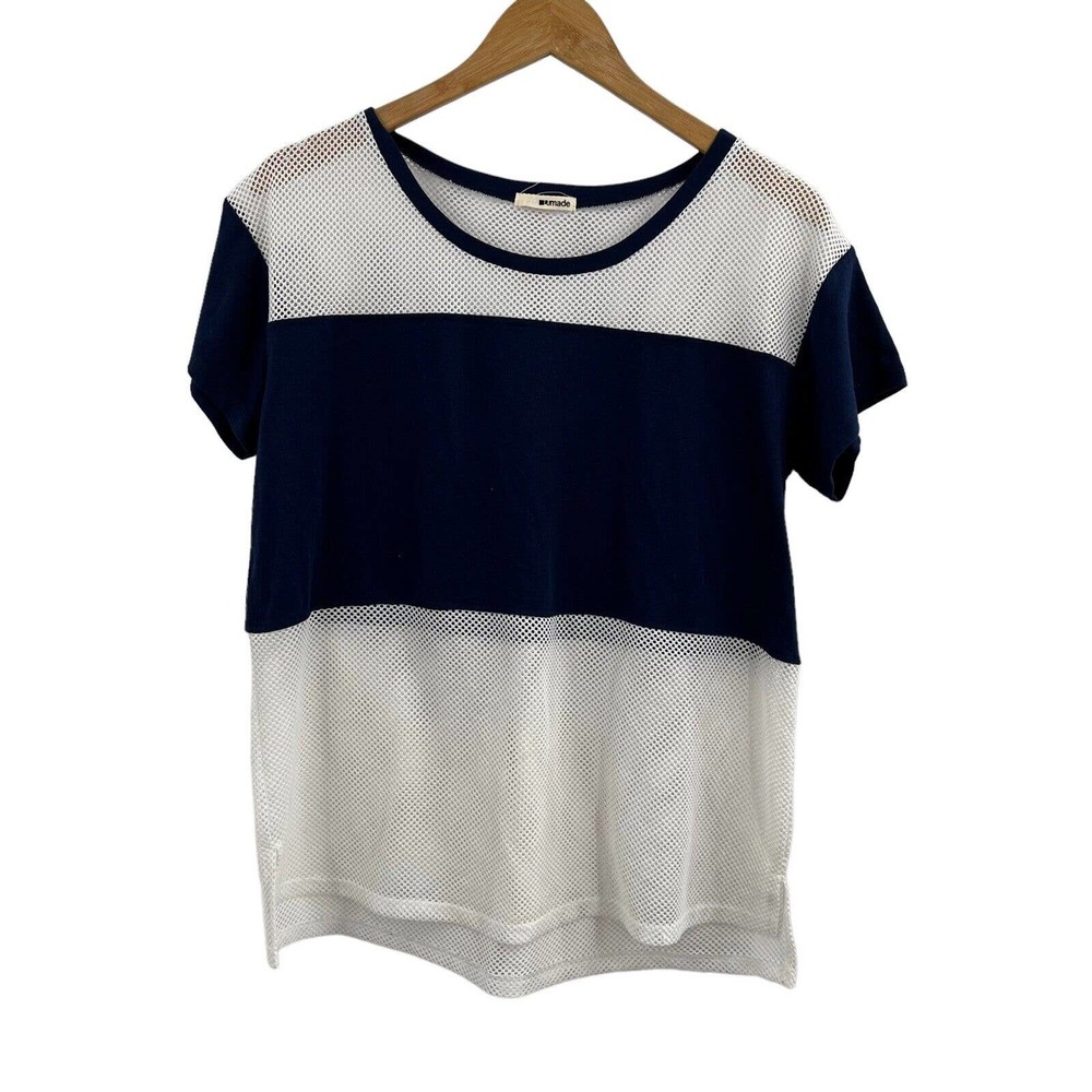 LAMade Mesh Blue‎ White Short Sleeve Shirt Large estimated